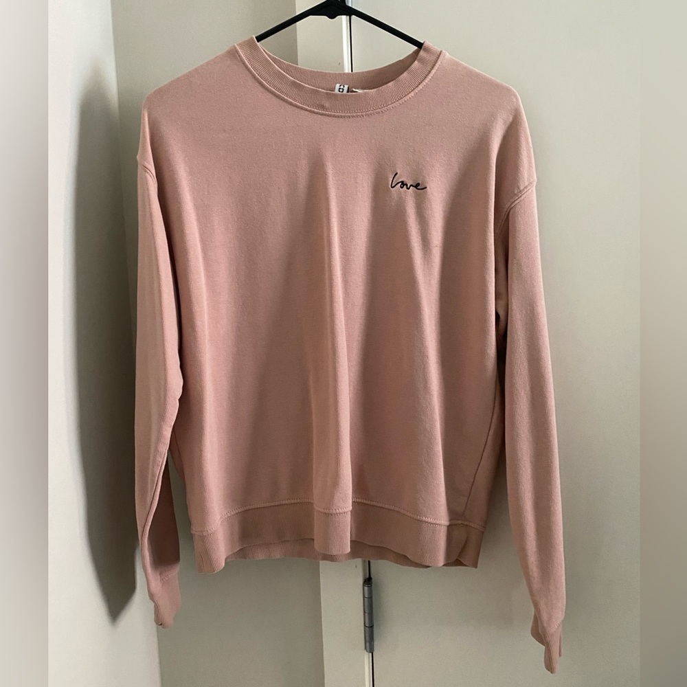 H&M Dusty Pink Long Sleeve, Love, Size Small